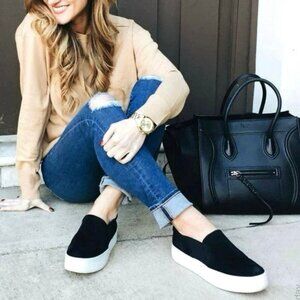 Vince Blair Velvet Slip On Sneaker in Black